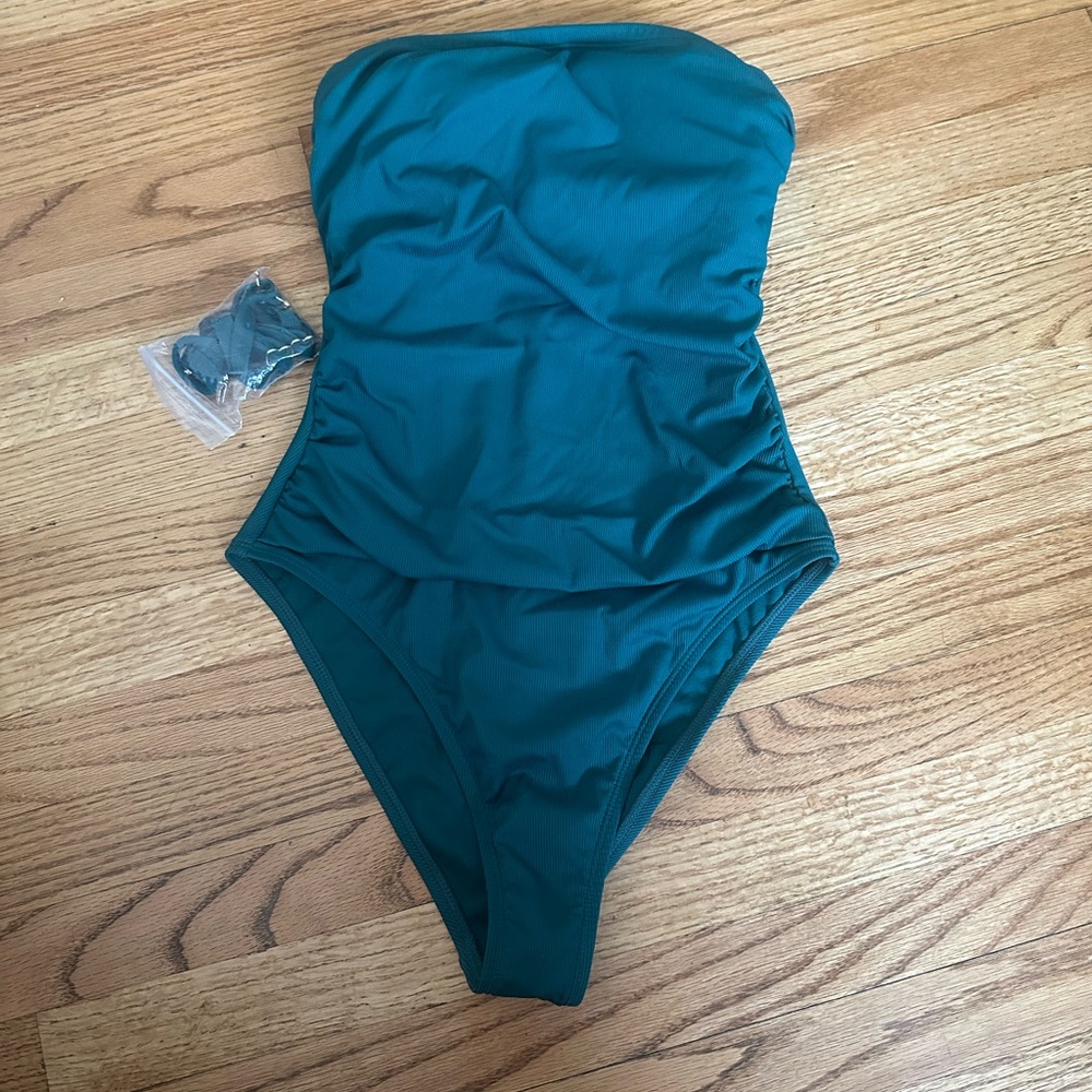 Strapless Teal One-Piece Swimsuit